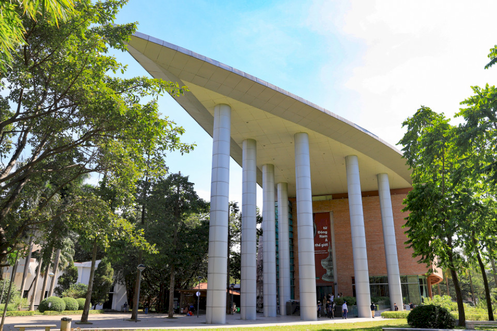 The exhibition hall displays artifacts from communities outside of Vietnam